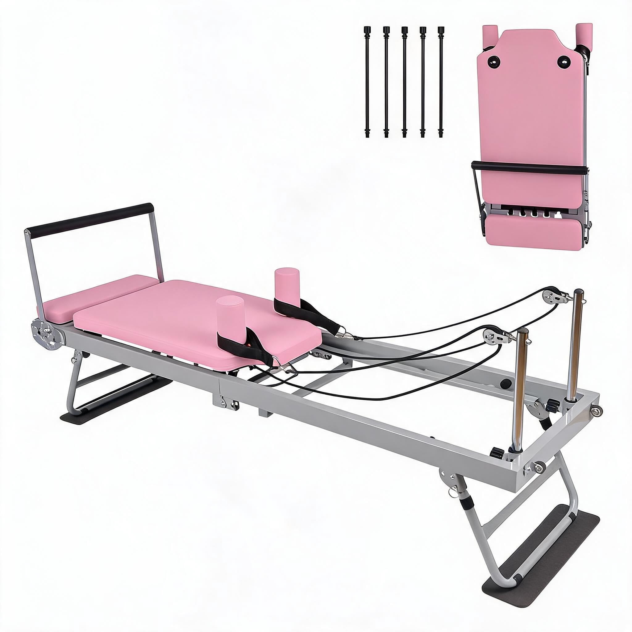 Foldable Pilates Reformer for Home – Studio-Grade with Dual Resistance (Springs & Cords) – Heavy Duty, Quiet & Portable – Ideal for Beginners & Advanced Workouts