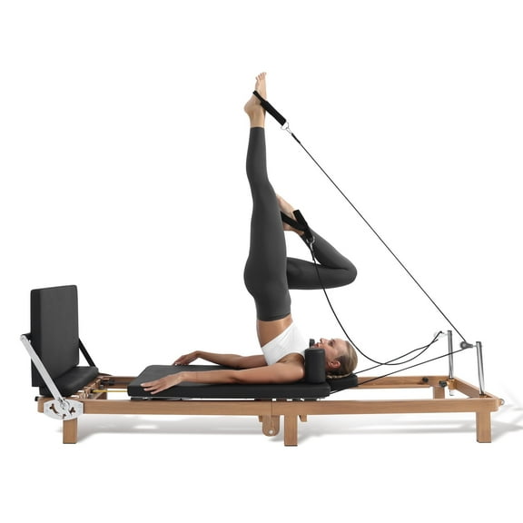 Foldable Pilates Reformer with Jumpboard & Box, 88" Professional Home Fitness Equipment for Women & Men | Dual Resistance (Springs + Bands) & Imitation Wood Frame
