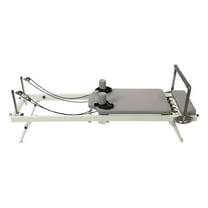 Foldable Pilates Reformer Machine - Adjustable 2-Spring Tension, 120kg Capacity for Home/Gym Use (Grey, 77.56")