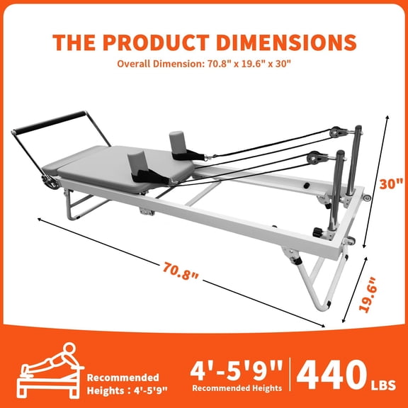 Foldable Pilates Reformer Machine, Space-Saving Workout Equipment for Home, Apartment, and Studio