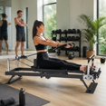Foldable Pilates Reformer Machine, metal frame, 660 lbs support, black ...