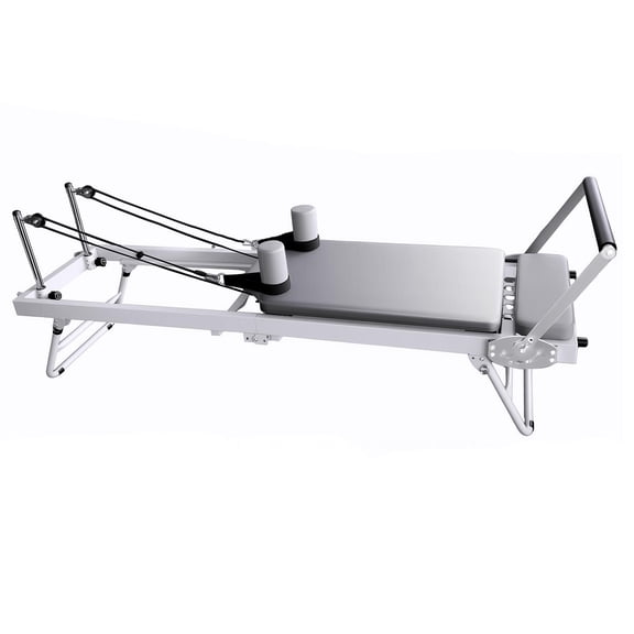 Foldable Pilates Reformer, Supports 440LBS, Breathable Pilates Equipment, Breathable Leather Pilates Bed, High-Density Foam Pilates Machine with 3-Height Risers for Gym Studio