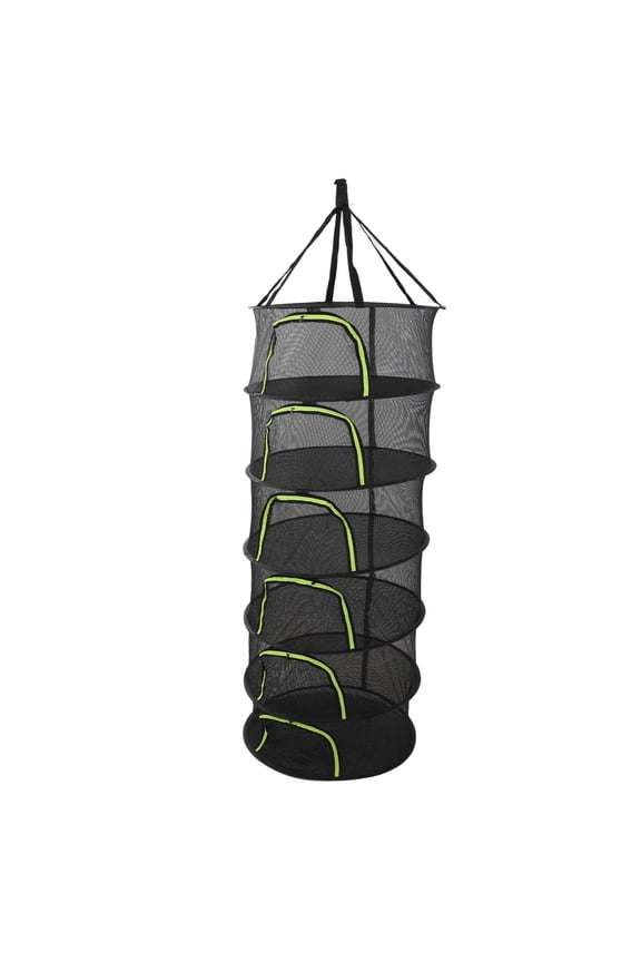 Foldable Plant Drying Net, Multilayer Design Zipper Closure Design Foldable Drying Rack 60cm Diameter Firm Support For Outdoor For Home 6 Layers