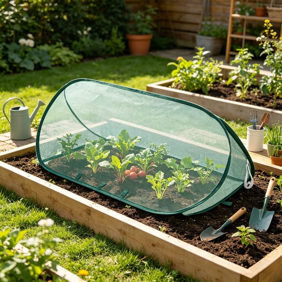 Foldable Plant Protection Net Cover with 8 Ground Stakes, Garden Mesh Barrier for Pest, Bird, and Critter Control, Reusable Plant Guard for Vegetables, Flowers, and Seedlings Green