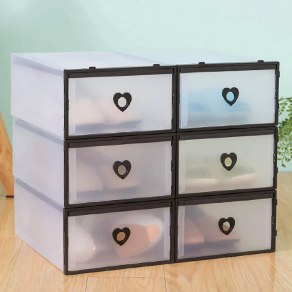 Foldable Plastic Clear Drawer Shoe Box Storage Organizer Stackable ...