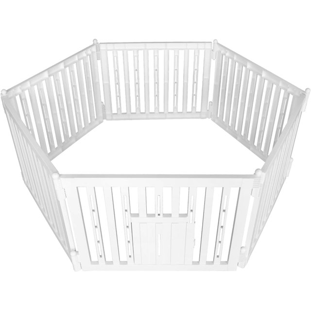 Foldable Plastic Dog Playpen, 4 Panels Pet Fence with Doors for Small