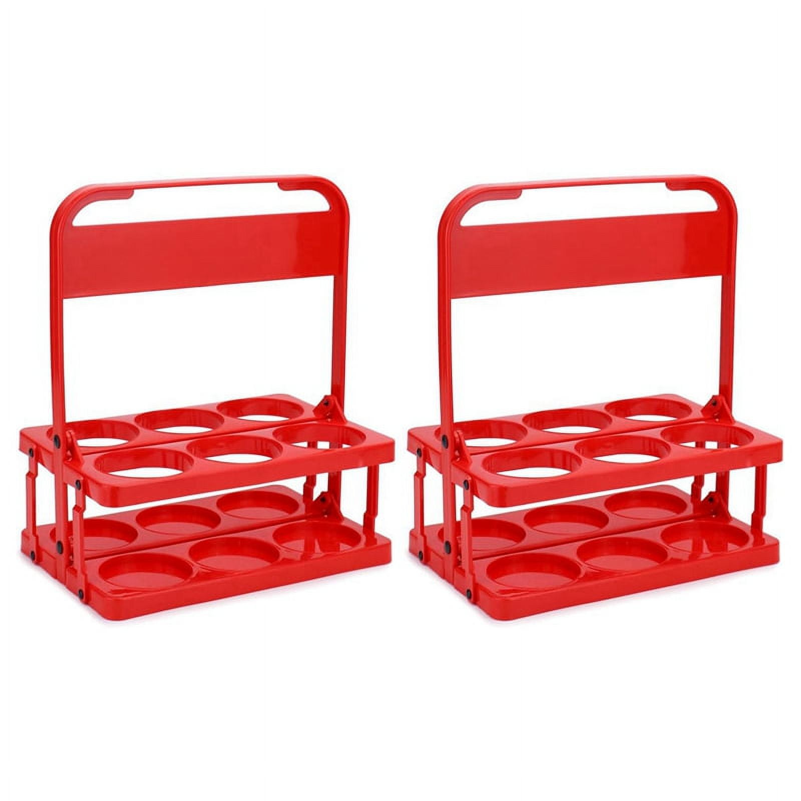 Foldable Plastic Drink Carrier, 2 Pack Red Beverage Carrier, Cup Holder