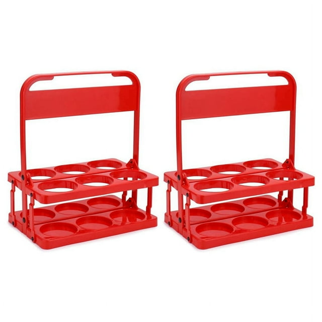 Foldable Plastic Drink Carrier, 2 Pack Red Beverage Carrier, Cup Holder