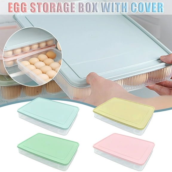 Foldable Plastic Egg Storage Container Tray Refrigerator Organizer Box Portable 24 Compartment Fresh Keeping Rack , Kitecy Foldable Storage Container