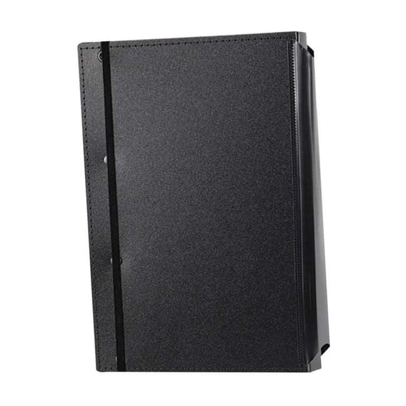 Foldable Plastic File Folder Organizer with Elastic Strap, Expanding 2-Compartment Document Holder for Office, Business & Travel