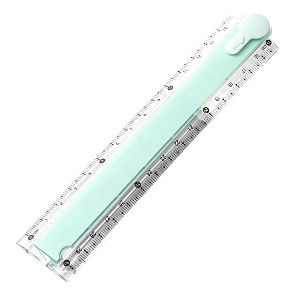 Foldable Plastic Ruler 12 Inch, Portable Folding Straight Ruler with Geometric Templates, Flexible Student Measuring Ruler for Students Classroom Math Drawing Drafting Art Projects, Green