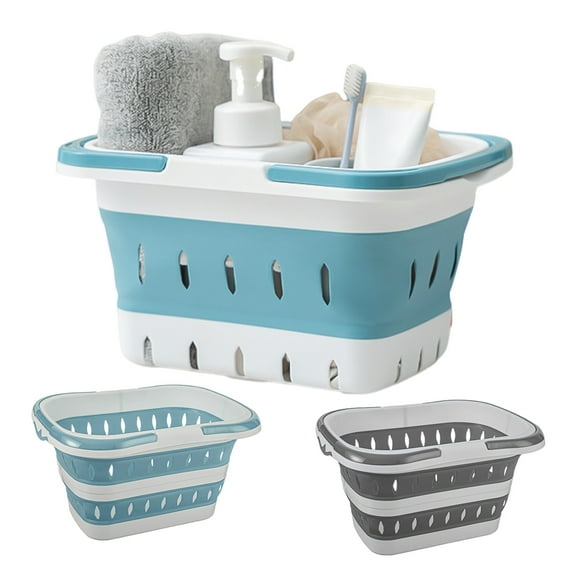 Foldable Plastic Shower Caddy Basket, Portable and Durable Toiletries Organizer with Handles Ideal for Dorm, Bathroom, Cleaning, Kitchen, Camping, Waterproof, Easy to Carry