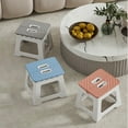 thumbnail image 1 of Foldable Plastic Stool | Portable Low Folding Chair for Outdoor Camping Home | Easy Assembly | Anti-Slip Stable Design | Compact Lightweight Seat | 1PC | Blue Gray Pink | 22.5x19x18cm, 1 of 6