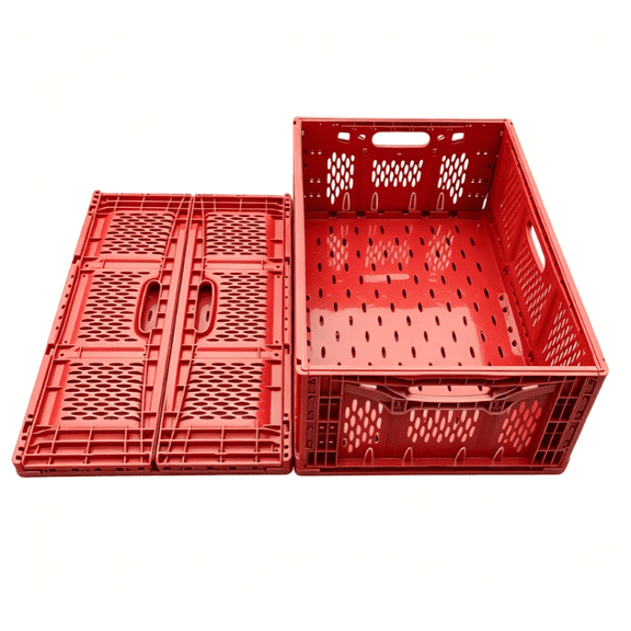Foldable Plastic Storage Basket, Collapsible Crate for Grocery Fruit Vegetable Shipping Transport