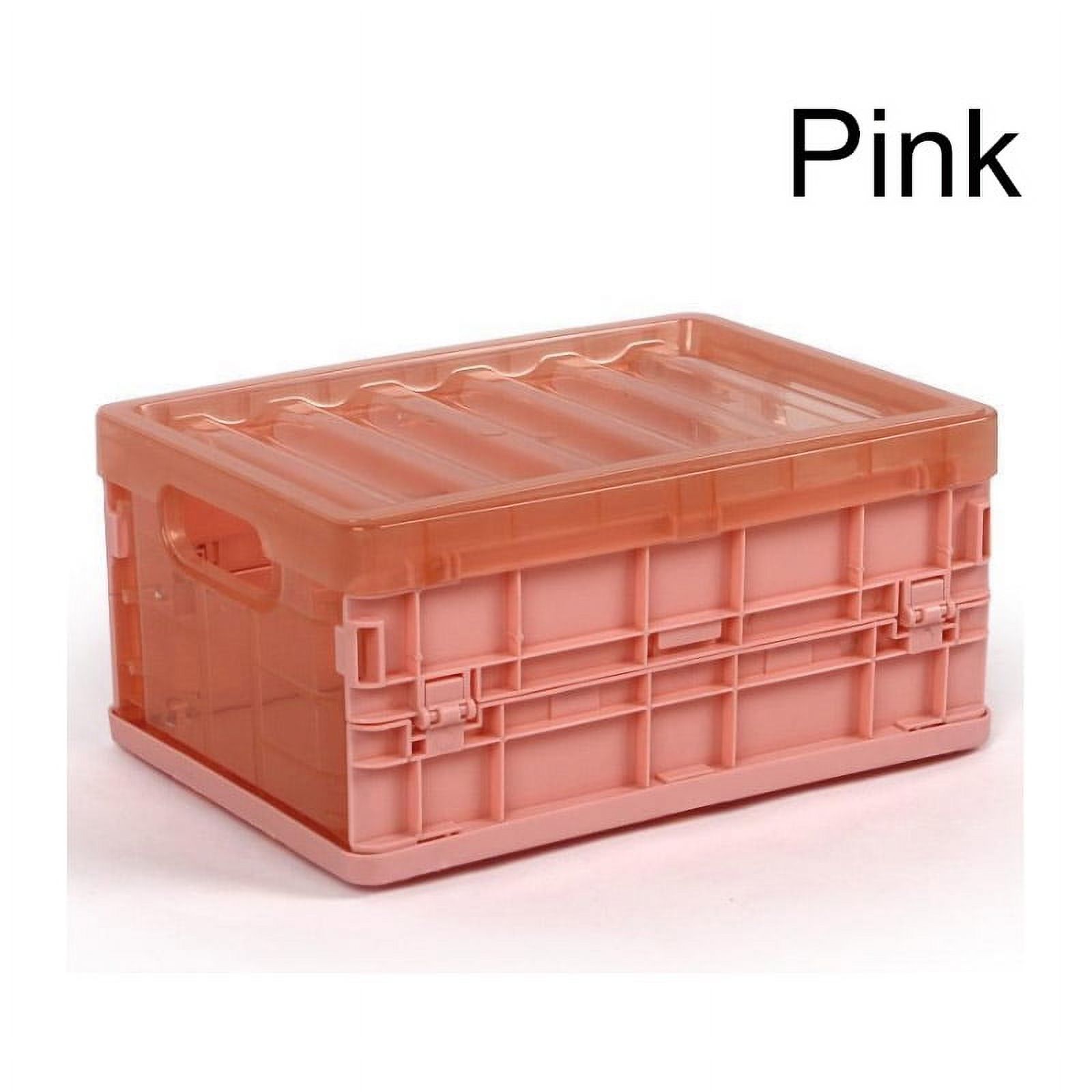Foldable Plastic Storage Container Basket With Lid, Thickened Student Organizer Box, Simple Plastic Box, Storage Boxes Used for Wardrobe/Clothing/Books - image 1 of 8