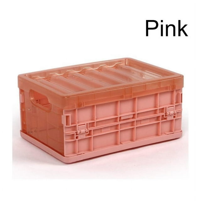 Foldable Plastic Storage Container Basket With Lid, Thickened Student Organizer Box, Simple Plastic Box, Storage Boxes Used for Wardrobe/Clothing/Books