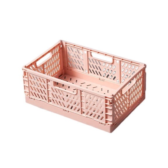 Foldable Plastic Storage Crate , Collapsible Basket with Handles for , Kitchen Pantry , Bathroom , Closet , office , Portable Stackable Storage Bin for Shelves , Drawers , and Travel