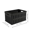 thumbnail image 1 of Foldable Plastic Storage Crate, Standard Stackable Ventilated Organizer Bin with Carry Handles for Home and Desk, Black, 1 of 7