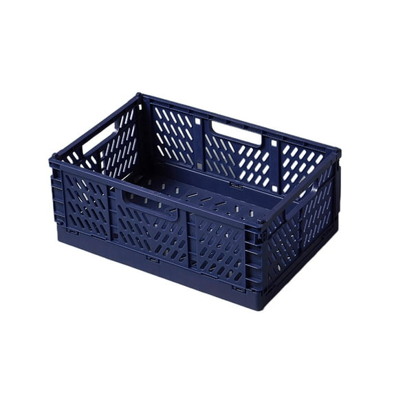 Foldable Plastic Storage Crates, Foldable Storage Containers for Organizing and Storage Stuff of Home Kitchen Bedroom Office 12"x8"x4.9" Blue