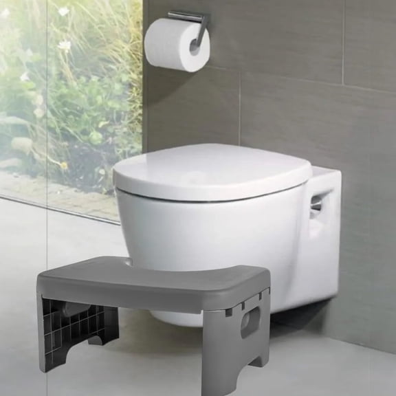 Foldable Plastic Toilet Squat Stool 8-inch Bathroom Posture Aid with Non-Slip Feet for Adults