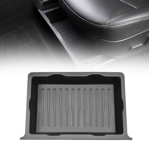 Foldable Plastic UnderSeat Car Storage Box 13.78"x9.45"x3.94", Waterproof OdorFree Hidden Vehicle Organizer, RattleFree Collapsible Storage Bin For Car Interior