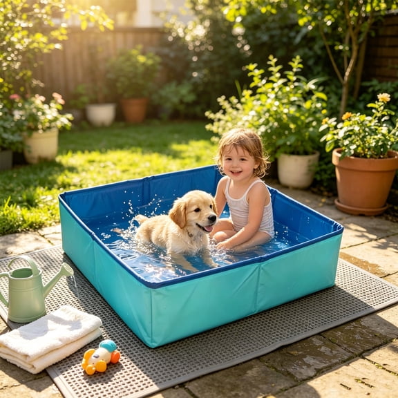 Foldable Play Ball Pool for Pets and Small Ones, Quick Setup Collapsible Bath Tub, Swimming Pool for Cats Small Dogs Toddlers, Backyard Summer
