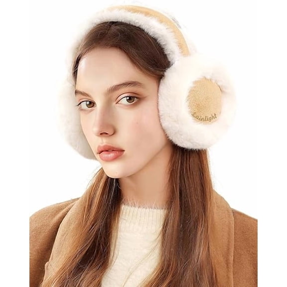 Foldable Plush Ear Warmers - Soft Skin-Friendly Winter Ear Protection - Beige