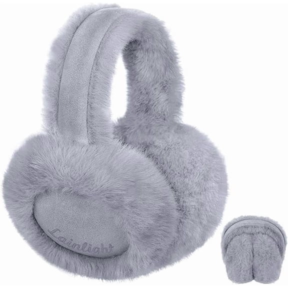 Foldable Plush Ear Warmers - Soft Skin-Friendly Winter Ear Protection - Gray