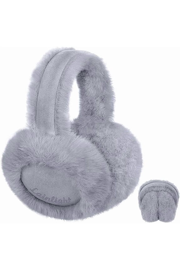 Foldable Plush Ear Warmers - Soft Skin-Friendly Winter Ear Protection - Gray
