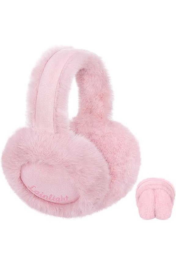 Foldable Plush Ear Warmers - Soft Skin-Friendly Winter Ear Protection - Pink