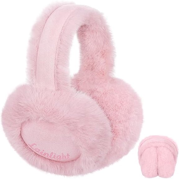 Foldable Plush Ear Warmers - Soft Skin-Friendly Winter Ear Protection - Pink