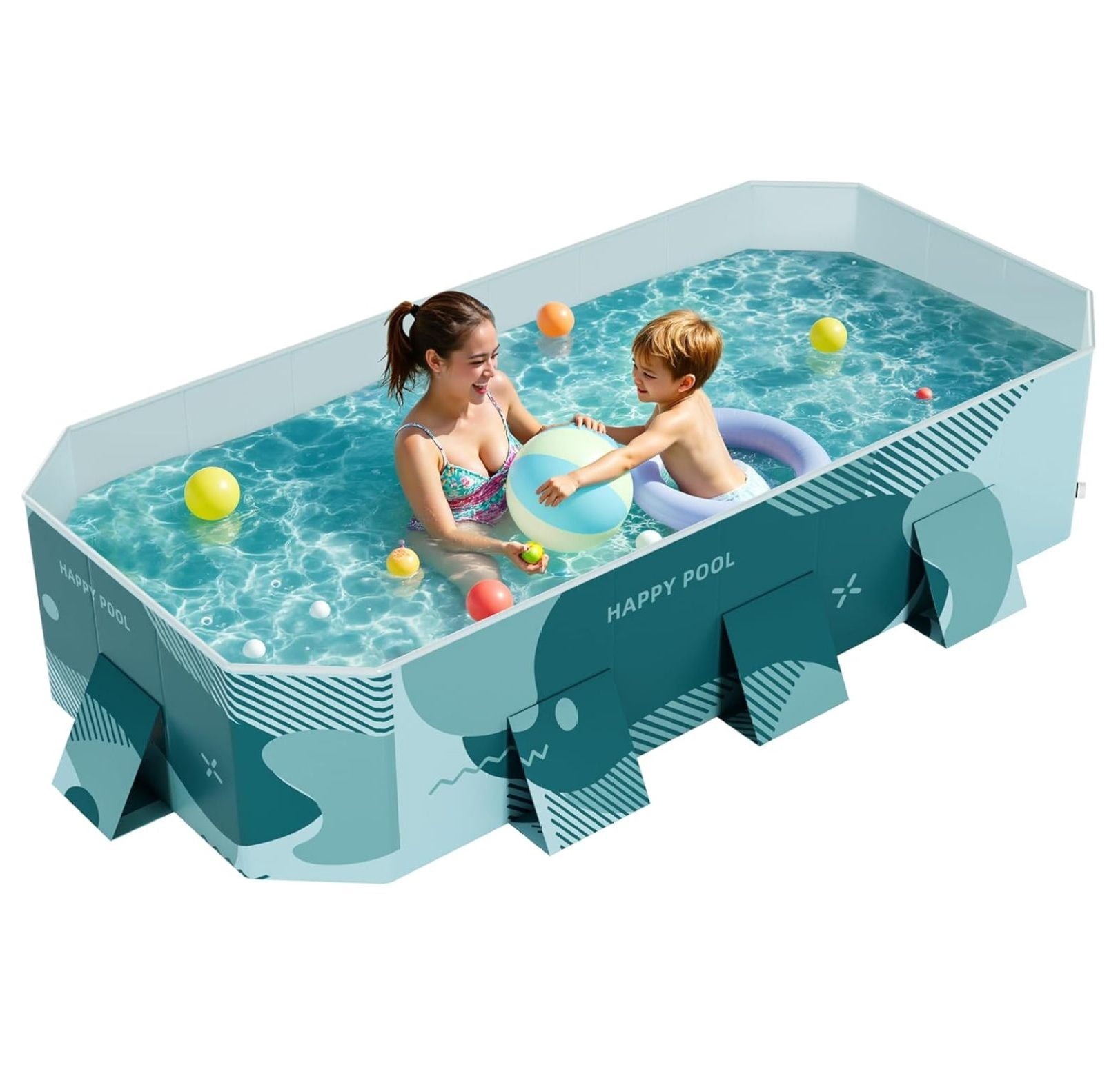 Foldable Exercise Pool Foldable Pool Above Ground Non-Inflatable, 100