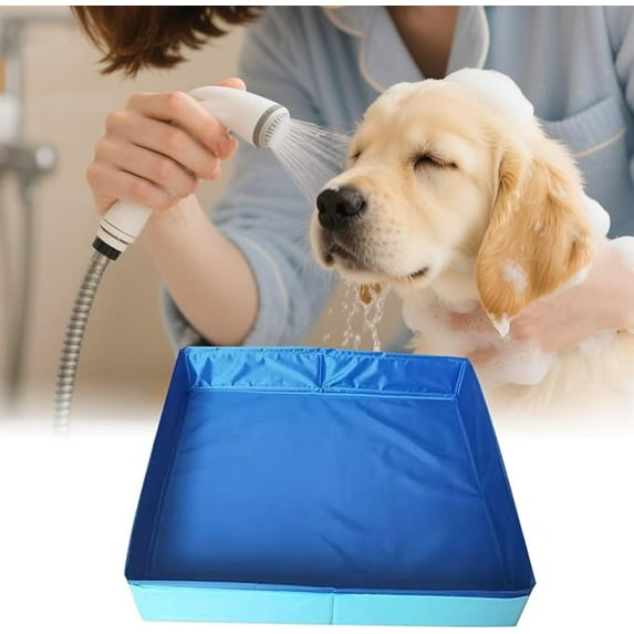Foldable Pool for Dog Paddling, Foldable Dog Swimming Pools, Pet Bath Pool for Indoors Outdoors, Square, Save Space-Blue 20*20in