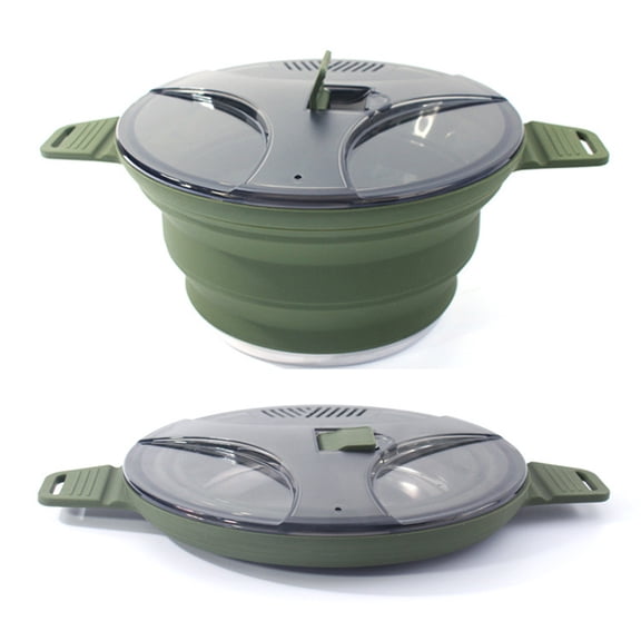 Foldable Portable Camping Cooker Pot Silicone Outdoor Kettle Pot ( Green)