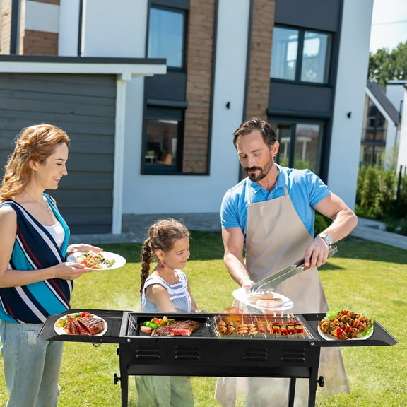 Foldable Portable Charcoal BBQ Grill - Outdoor Hibachi Griddle for Camping Party & Picnic