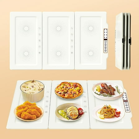 Foldable Portable Electric Hot Plate Food Warming Mat - Heat-Resistant Metal Tray, Sleek Countertop Warmer - For Kitchen, Parties, Buffet, Catering & Restaurant Use
