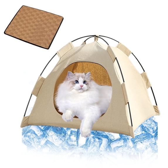 Foldable Portable Pet Tent, Breathable Canvas Shelter for Small Dogs & Cats, Indoor Outdoor Travel Camping Bed(18.9×16.5)