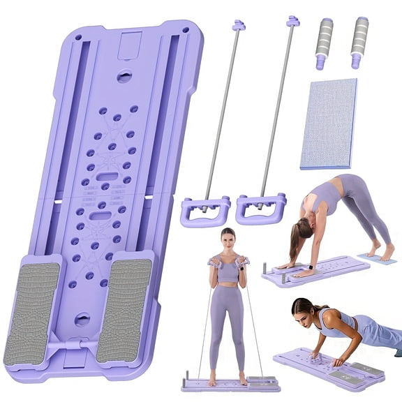 Foldable Portable Pilates Reformer for Home, 9-in-1 Ab & Push-Up Workout Board, Full-Body & Core Training, Muscle Toning, Fat Burn