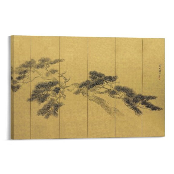 Foldable Portable Pine Screen Yosa Buson Painting Poster Posters Wall Art Painting Canvas Gift Living Room Prints Bedroom Decor Poster Artworks 08x12inch(20x30cm)
