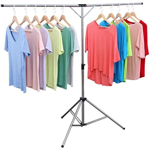 Foldable Portable Space Saving Clothes Drying Rack, Heavy Duty Stainless Steel Laundry Drying Racks, Adjustable High Capacity Garment Rack, with Windproof Hooks.$$Home Decor, Kitchen, & Other