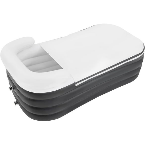 Foldable Portable Standing Bathtub, Inflatable Bathtub, Unisex SPA Bathtub for Shower Stall Hot Bath and Ice Bath for Soaking Tub,Home SPA,Ice Bath,Supports Up to 220 LBS (Grey)