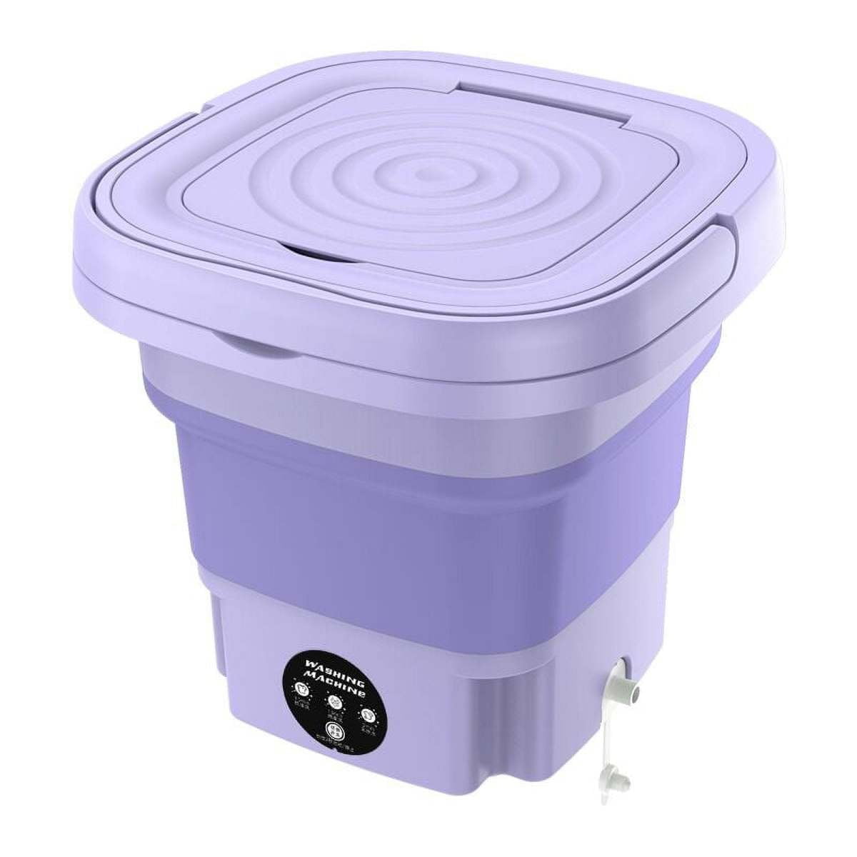 Foldable Portable Washing Machine with Centrifuge 8L 220V Mini Automatic Laundry for Socks Underwear Purple