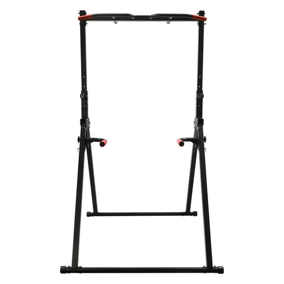 Foldable Power Tower Pull Up Bar and Dip Station Height Adjustable Pull Up Bar Strength Training Fitness Workout Equipment Free Standing Power Tower Rack for Home Gym