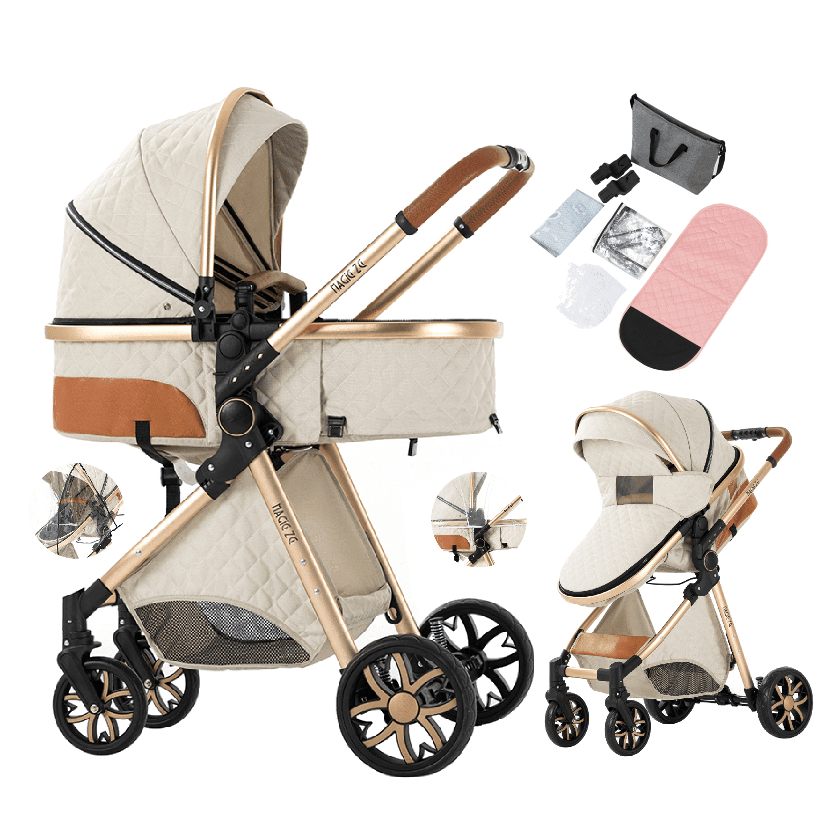 Foldable Pram Carriage Infant Travel Stroller with Adjustable Canopy for 0 to 3 Years Babies Walmart