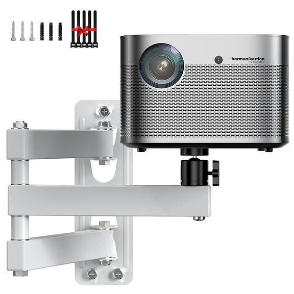 Foldable Projector Wall Mount Universal Adjustable Wall Projector Mount 1/4" Screw, White