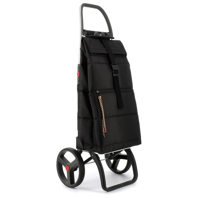 Foldable Puffer Grocery Shopping Cart with Wheels | Collapsible Personal Folding Cart for Groceries | Durable & Portable | Black
