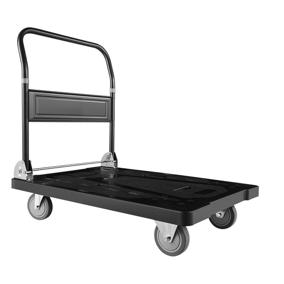 Foldable Push Cart Dolly, 1000 lbs Capacity, Folding Platform Truck with Swivel Wheels, Moving Platform Hand Truck Flatbed Cart, Space Saving Push Handle, for Easy Storage, 35.2 x 23.4 x 33.5 in