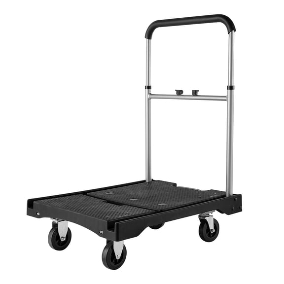 Foldable Push Cart Dolly 330lbs Folding Platform Truck Swivel Wheels Hand Truck Flatbed Cart Adjustable Handle 26.8x19.5