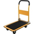 thumbnail image 1 of Foldable Push Cart Platform Cart 330lbs Capacity 4 Wheels 28.7x18.5x32.3inches Yellow Small Flatbed Cart, 1 of 12