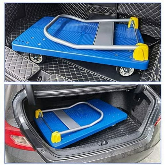 Foldable Push Cart Platform Cart 330lbs Capacity 4 Wheels 40'' x '' x 34''Black Small Flatbed Car
